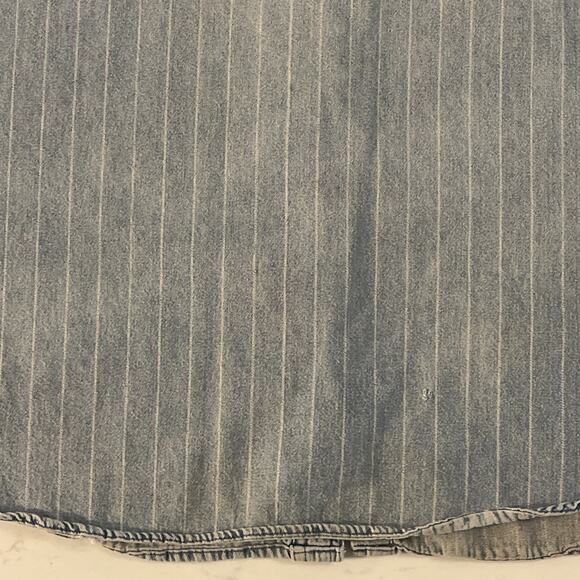 Justin Boots XL Denim Shirt Is Railroad Pinstripe Shacket Western Cowboy Snap - Picture 13 of 16